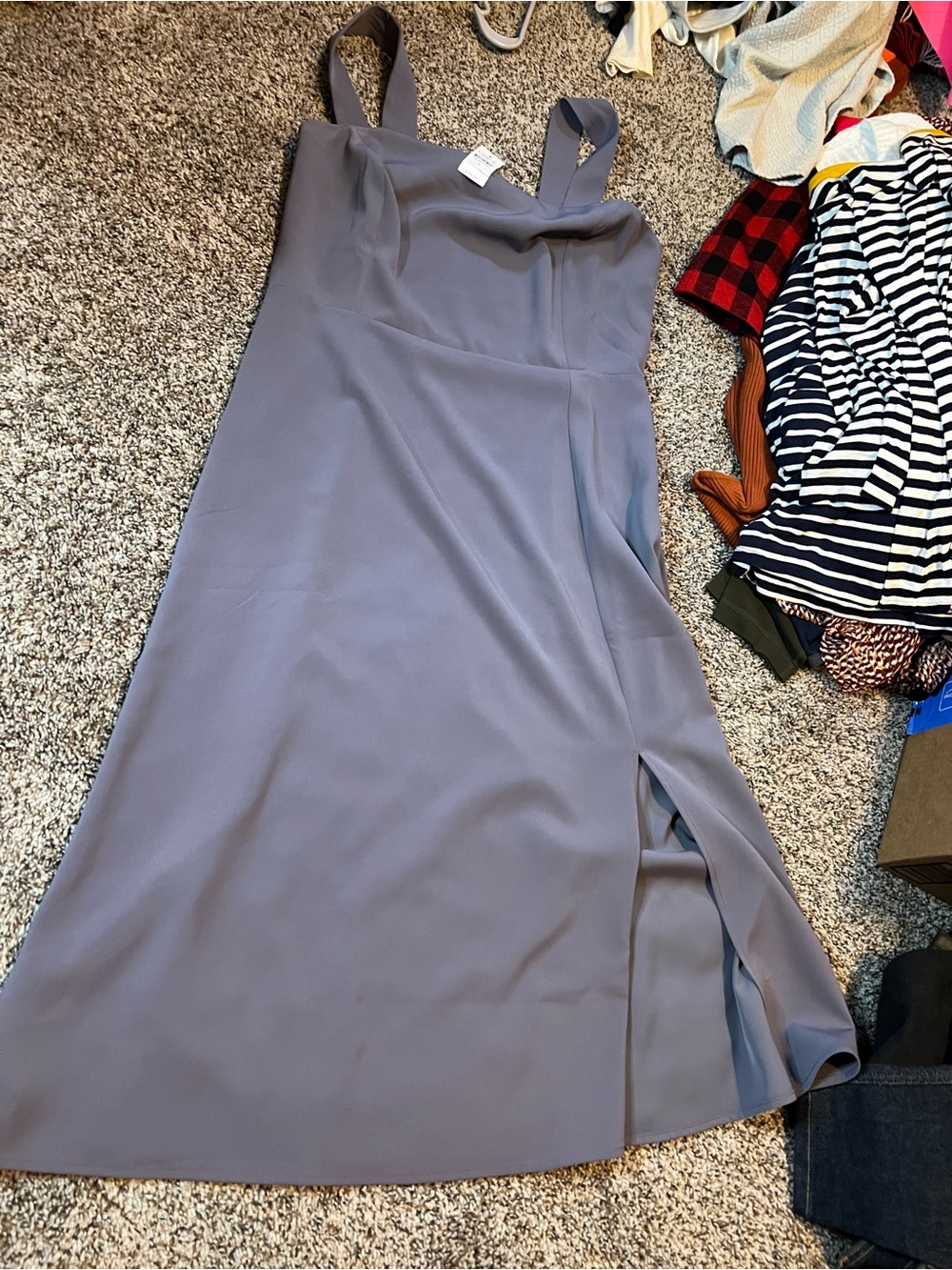 LOFT NWT Sleeveless Slate Blue Maxi Dress with Side Slit retails 80$